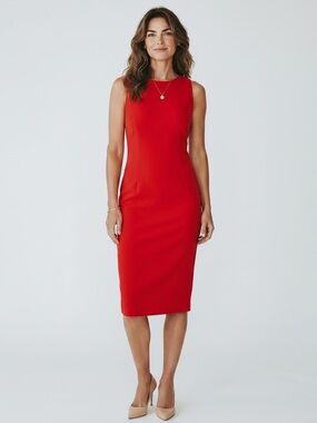 Jackie K Vintage Pure Virgin Wool Red Midi Sheath Dress XS Cocktail Wedding